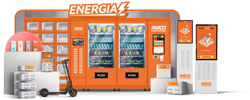 Ecossistema INGOO - Power Banks, Vending Machines, Patinete e mais